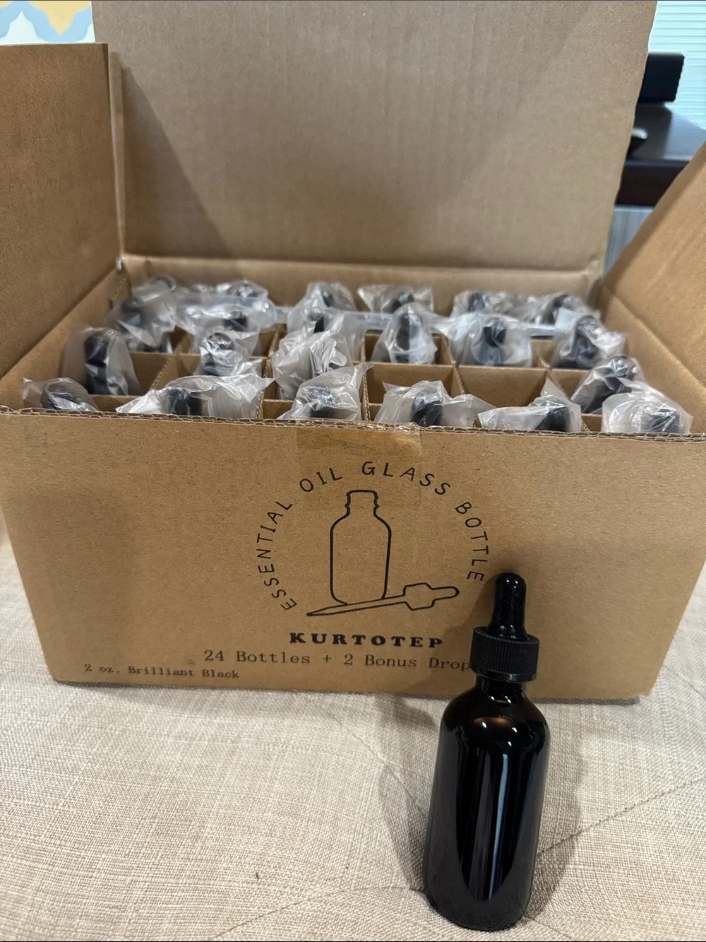 23 bottles- 2 oz dark brown  Glass Dropper Bottles